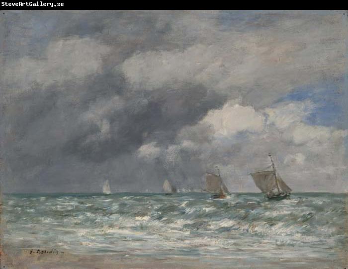 Eugene Louis Boudin Voiliers devant Trouville